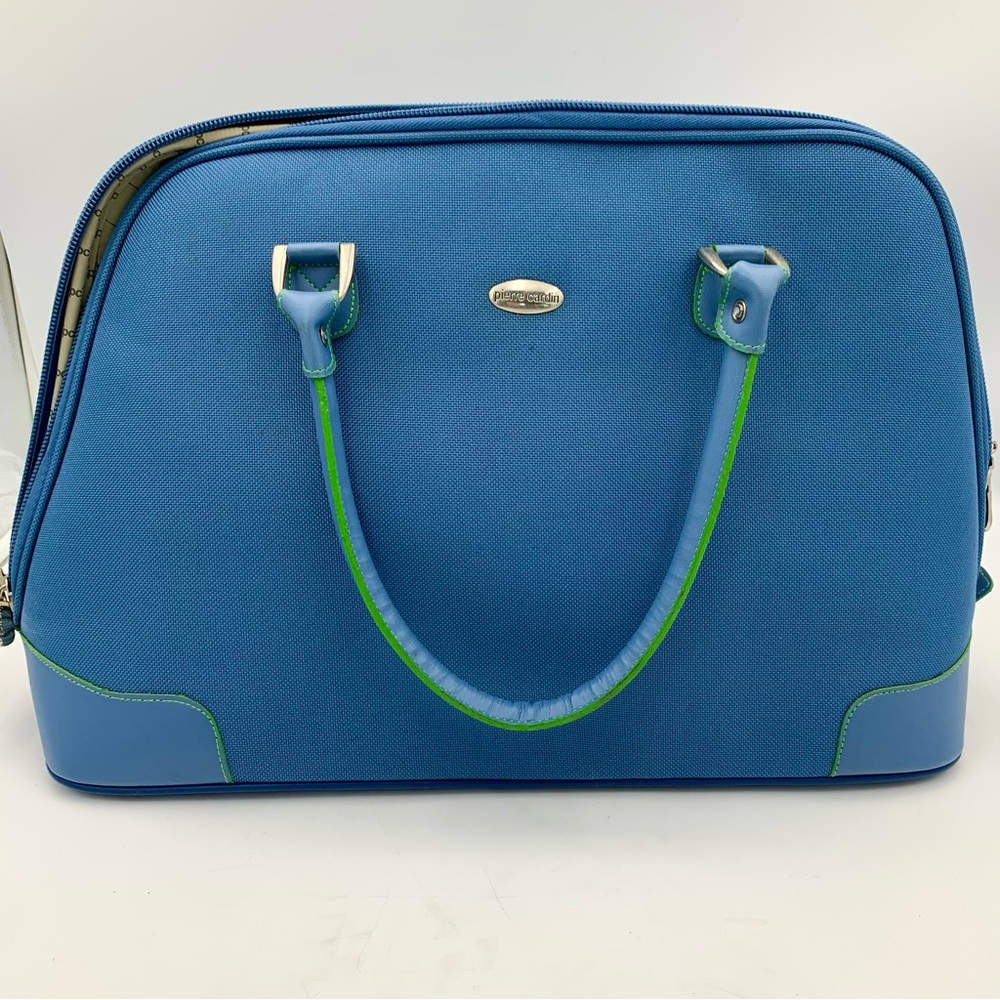 Vintage Pierre Cardin Travel Tote Carry On Shoulder Bag Blue Luggage 19x13x7 EUC - Picture 10 of 15